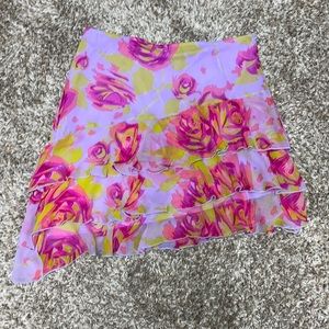 Betsey Johnson Silk Ruffle Asymmetrical Skirt